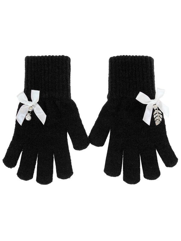 Перчатки для девочки Мальвина цвет черный весна-осень размер 2-3 лет