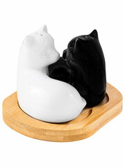 Набор для специй 2 пр. 11*9*7 см "Кошки черно-белые" на деревянной подставке