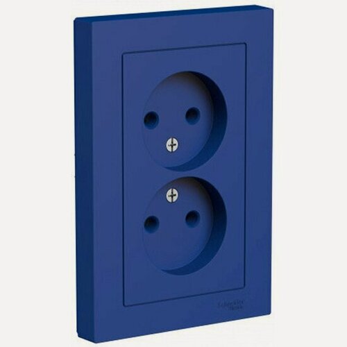 Изображение товара Розетка Systeme Electric (schneider Electric) AtlasDesign двойная без заземления, 16А, в сборе, Аквамарин, ATN001120