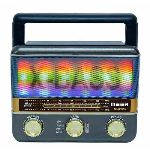 Радиоприемник с MP-3 и световыми эффектами M-U123 работает от сети USB черный 169000₽