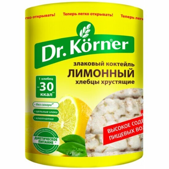 Хлебцы Dr. Korner "Злаковый коктейль" Лимонный, 100 гр.