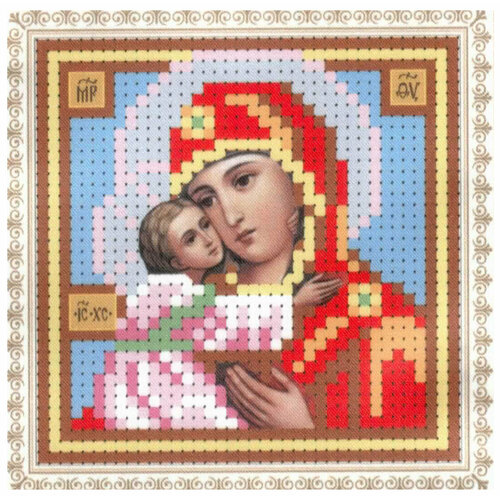 Набор для вышивания бисером искусница мини Образ Владимирской Богоматери, 8*8см