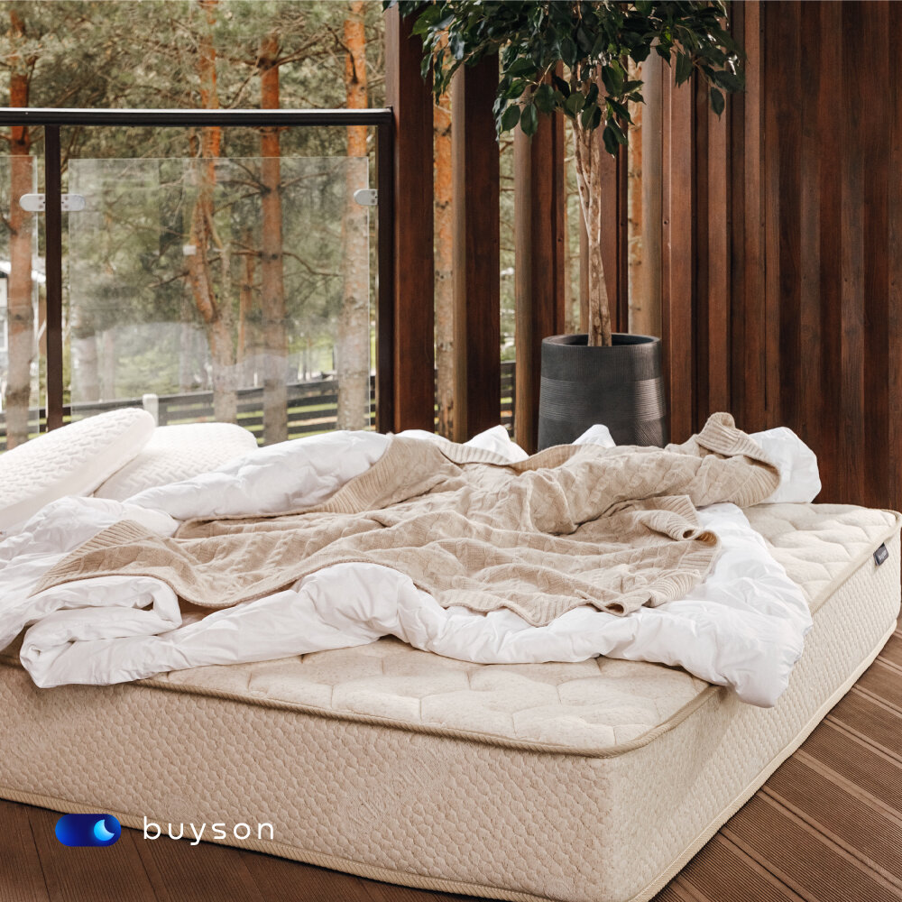 Одеяло buyson BuyNature, Евро 220х200 см, 2-х спальное, всесезонное, с наполнителем хлопок и полиэфир - фотография № 8
