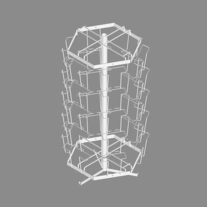 Буклетница настольная вращающаяся 30 ячеек А5, 38×38×80 см, цвет белый