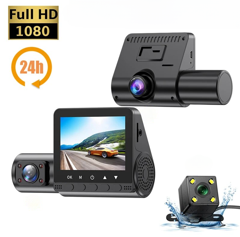Автомобильный видеорегистратор FaizFull с двумя встроенными объективами и камерой заднего вида для парковки / Full HD 1080P / G-Sensor / HDR