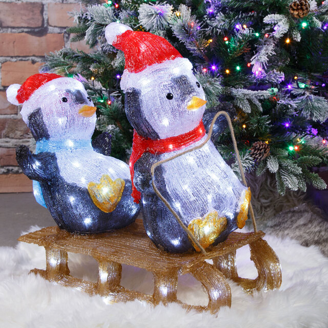 Kaemingk Светящаяся фигура Пингвины Момо и Лилу на санках 62*57 см, 110 LED ламп, IP44 9491205