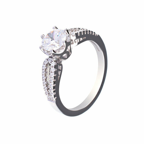Кольцо JV кольцо из серебра sl30949a1, серебро, 925 проба, родирование, размер 16.5, бесцветный