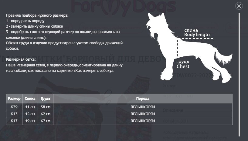 Дождевик для Вельш корги "Капли". Мальчик (К47 по спине 49см мальчик) - фотография № 2