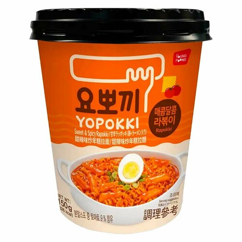Рисовые клецки Young Poong Sweet & Spicy Cup Rapokki с сладко-острым соусом (стакан) (Корея), 145 г