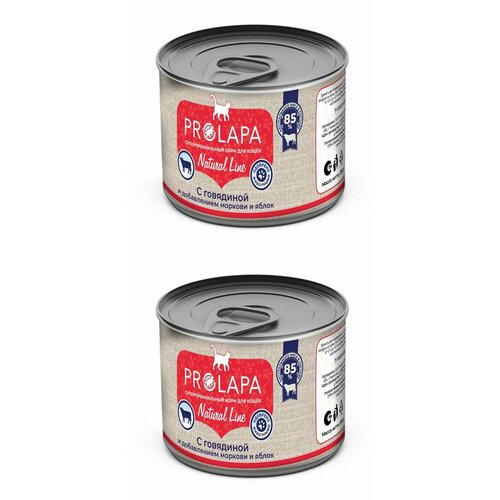 Prolapa консервы для кошек Natural Line с говядиной, морковью и яблоками 200 г, 2 шт.