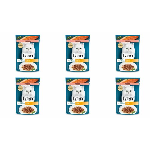 Гурмэ влажный корм для кошек, Перл Нежное филе, с лососем в соусе, 75 г, 6 шт