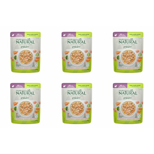 Guabi Natural корм беззерновой для взрослых кошек, Cat GRAIN FREE, пауч, курица, лосось и овощи 85 г,6 шт