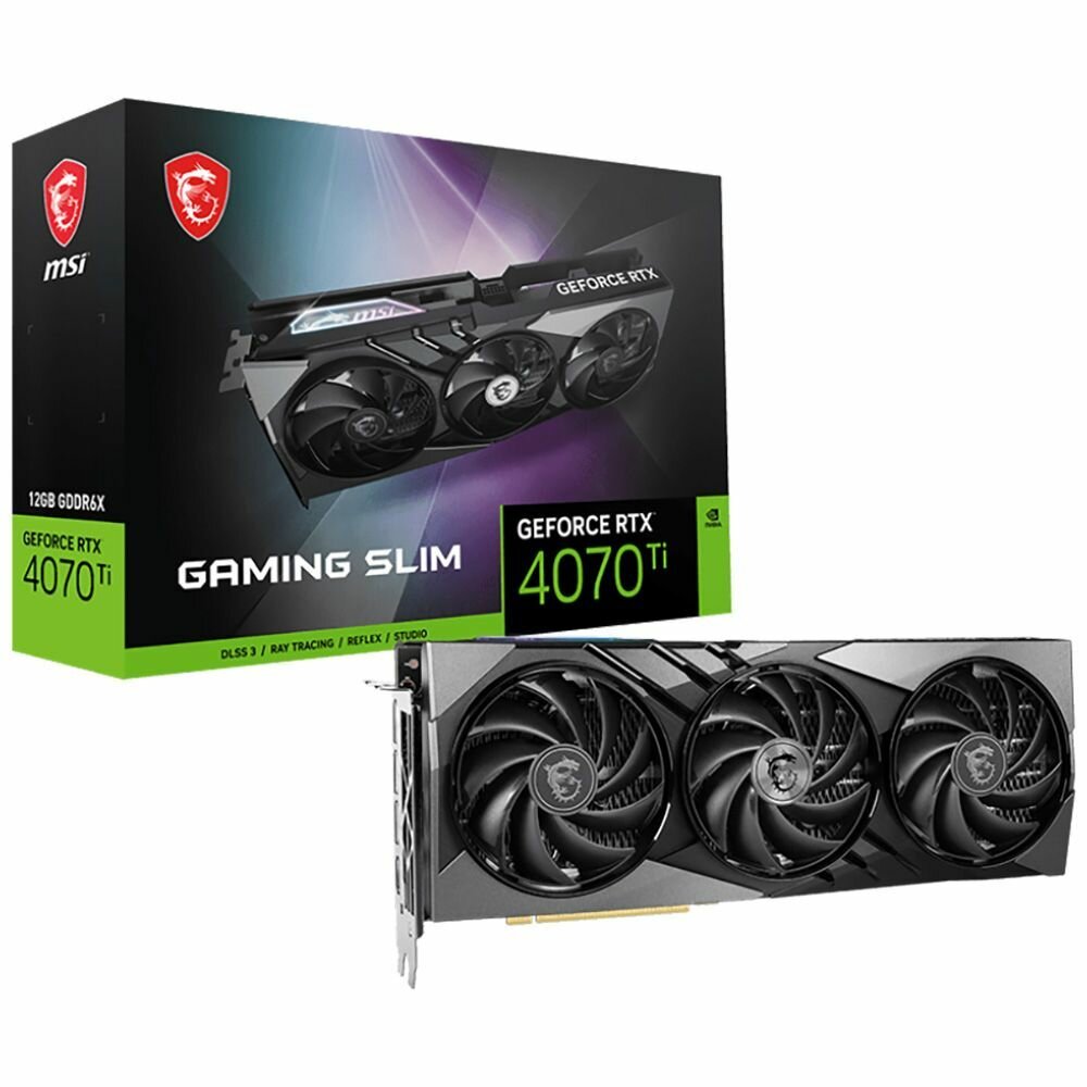 Видеокарта MSI RTX4070Ti GAMING SLIM 12GB GDDR6X 192-bit DPx3 HDMI 3FAN RTL