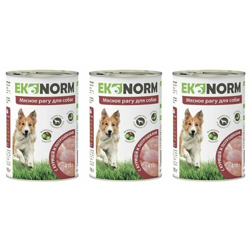 Ekonorm Корм консервированный для собак Мясное рагу с курицей и потрошками, 410 г, 3 шт