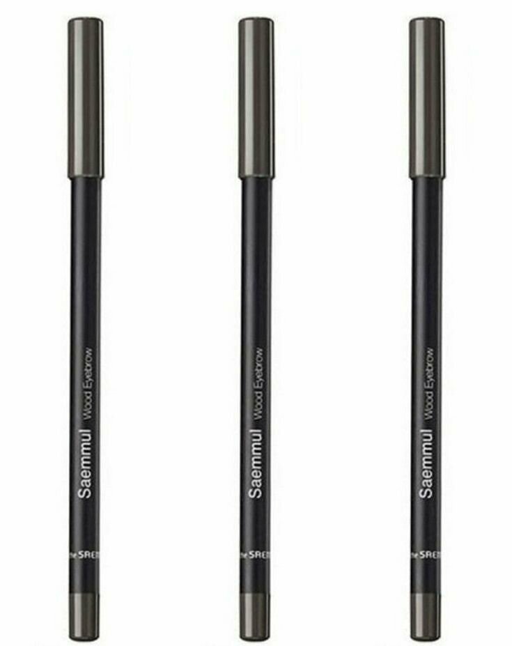 The Saem Карандаш для бровей Saemmul wood eyebrow 03. black brown, 2 гр, 3шт