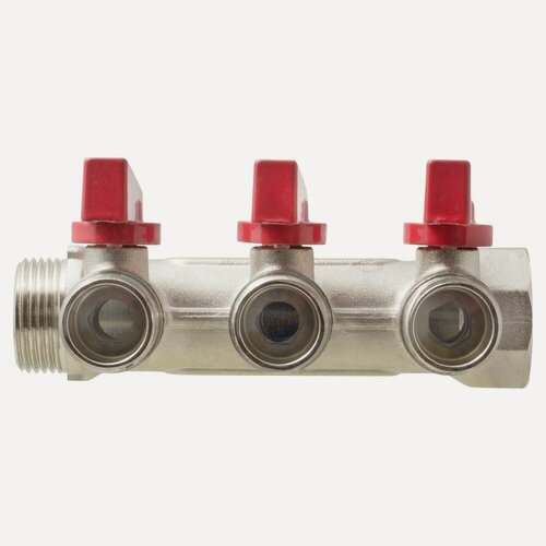 Изображение товара Коллектор MPF с отсекающими кранами 3/4" 3 выхода 1/2" наружная резьба