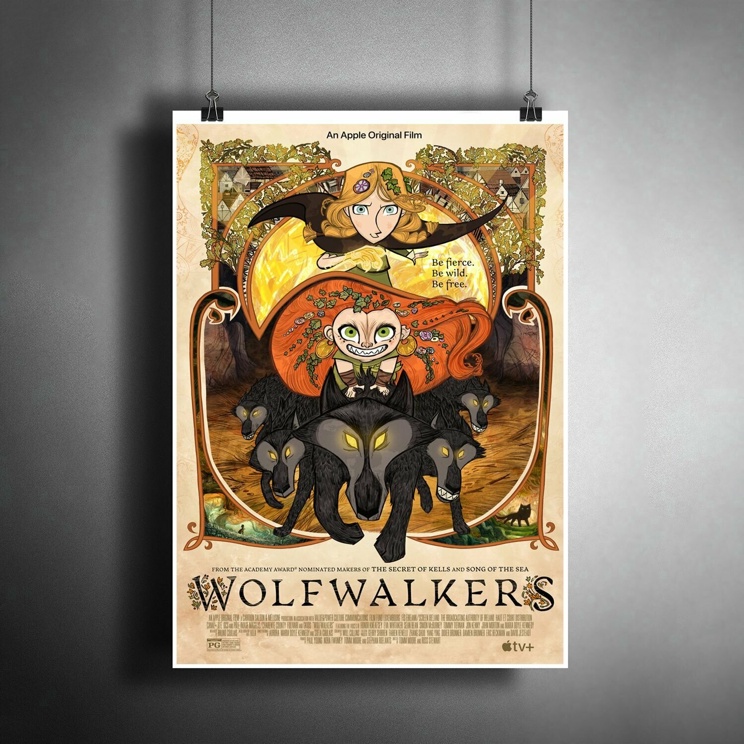 Постер плакат для интерьера "Мультфильм: Легенда о волках (WolfWalkers)" / Декор дома, офиса, комнаты, квартиры, детской A3 (297 x 420 мм)