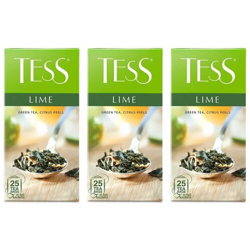 Tess Чай зеленый Lime, 25 пакетиков, 3 уп