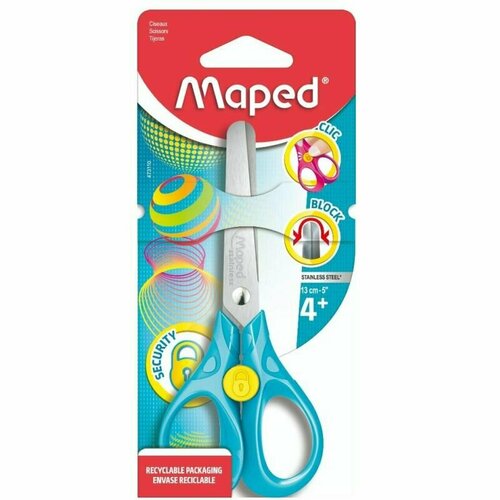 Ножницы детские Maped SECURITY 3D, 13 см, эргоном, симметричные, в блистере