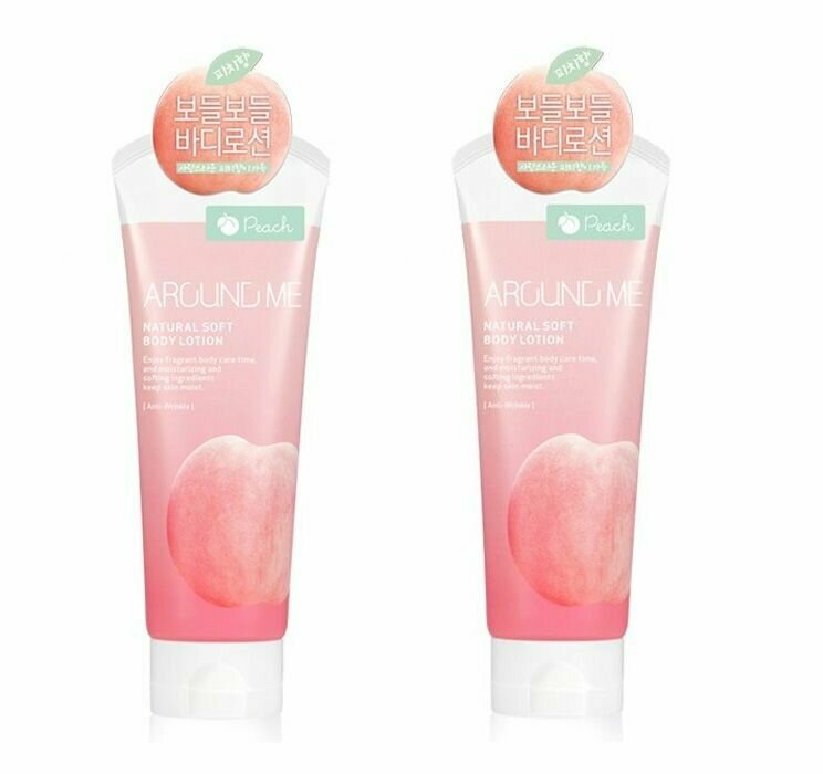 Welcos Лосьон для тела Around Me Natural Soft Body Lotion Peach, 230 мл, 2 шт