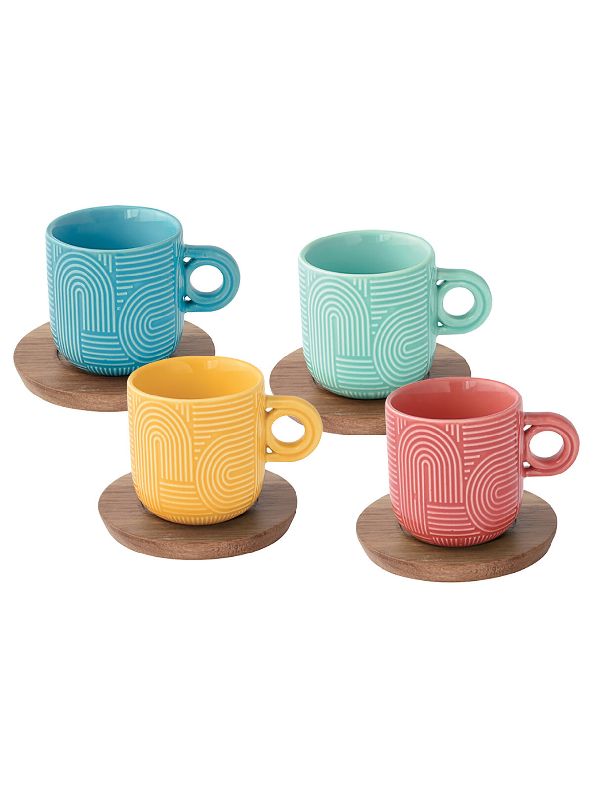 фото Кофейный набор на подставке 4 шт фарфоровый Радуга