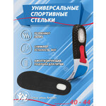 Спортивные стельки для женщин и мужчин с амортизирующей пяткой размер 40-44 цвет черный - изображение