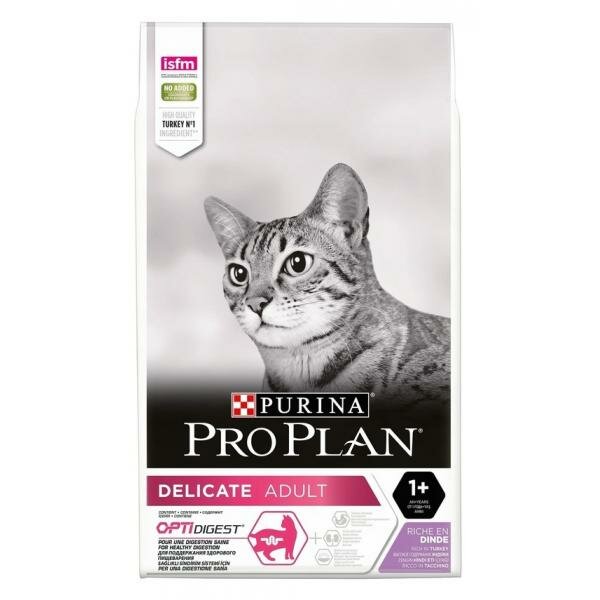 Purina Pro Plan Delicate feline rich in Turkey dry сухой корм для взрослых кошек с проблемным пищеварением (с индейкой и рисом), 3кг