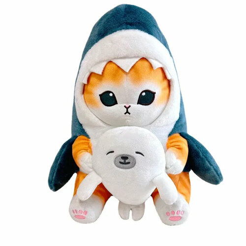 Мягкая игрушка милый кавайный Кот- акула с тюленем 22 см мягкая игрушка кот акула 20 см