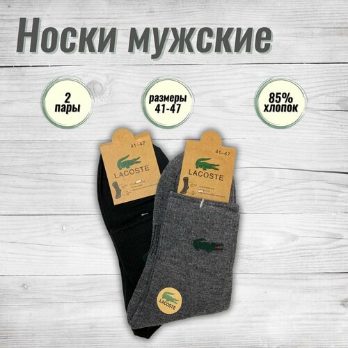 фото Носки , 2 пары, 2 уп., размер 41-47, серый, черный нет бренда