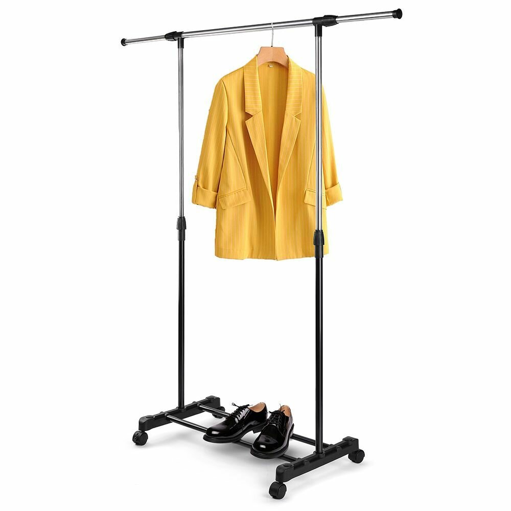 фото Вешалка напольная для одежды металлическая на колесиках АртСтефа