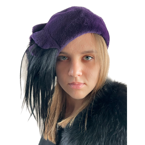 Берет Королевство Птички & Бабочки, размер 56, фиолетовый
