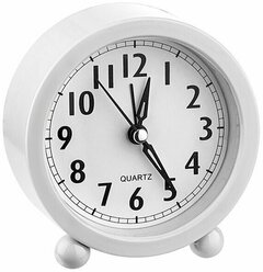 Настольные часы Perfeo Quartz часы-будильник "PF-TC-020", круглые диам. 10 см, белые