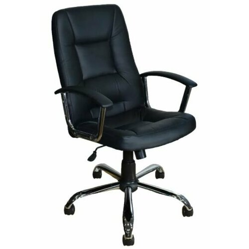 Кресло офисное ЯрКресло Кр40 ТГ Хром ЭКО1 (экокожа черная)