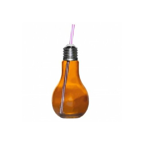 Кружка Лампочка коричневая с трубочкой