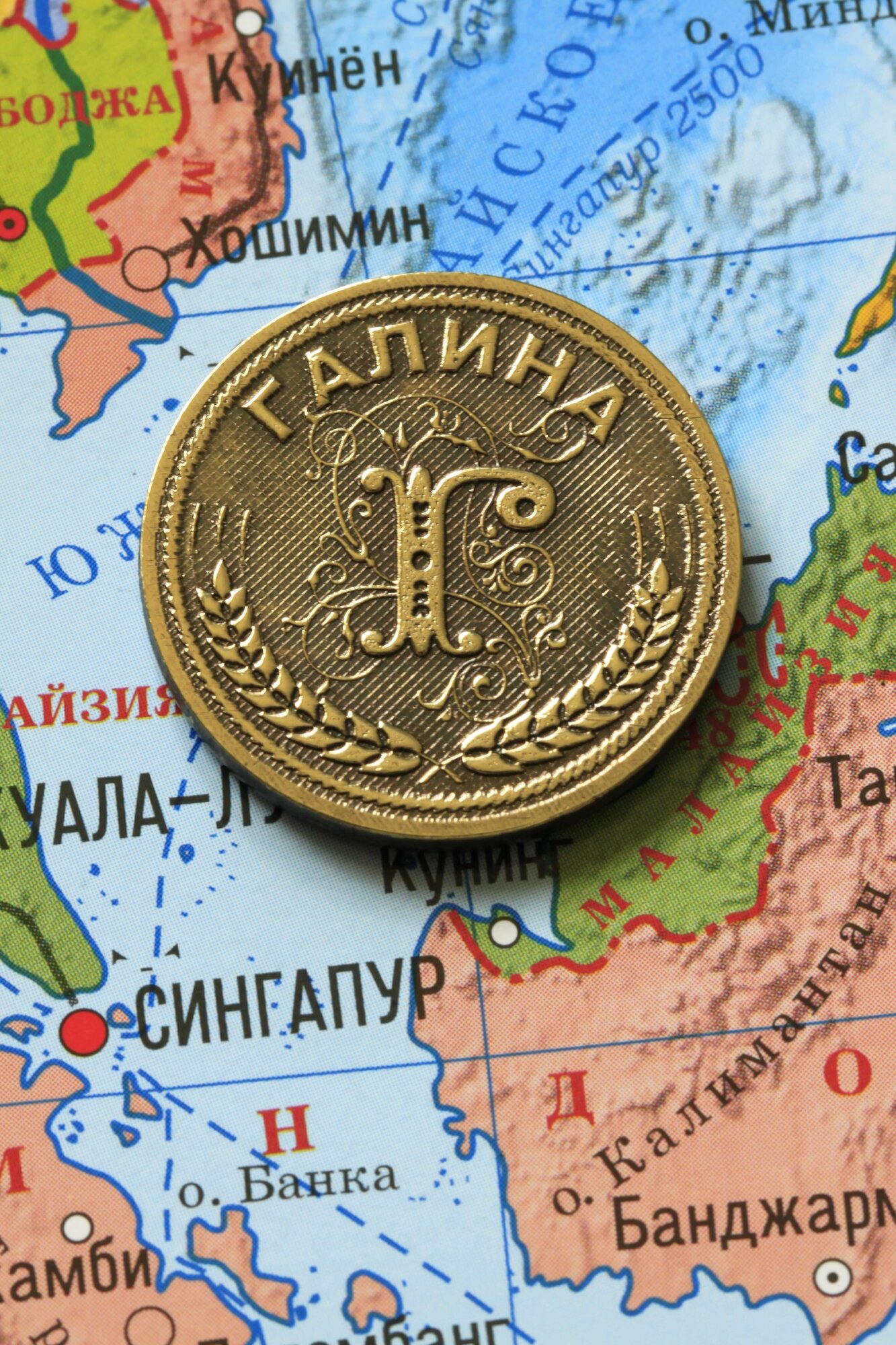 Именная оригинальна сувенирная монетка в подарок на богатство и удачу для женщины, девушки и девочки - Галина