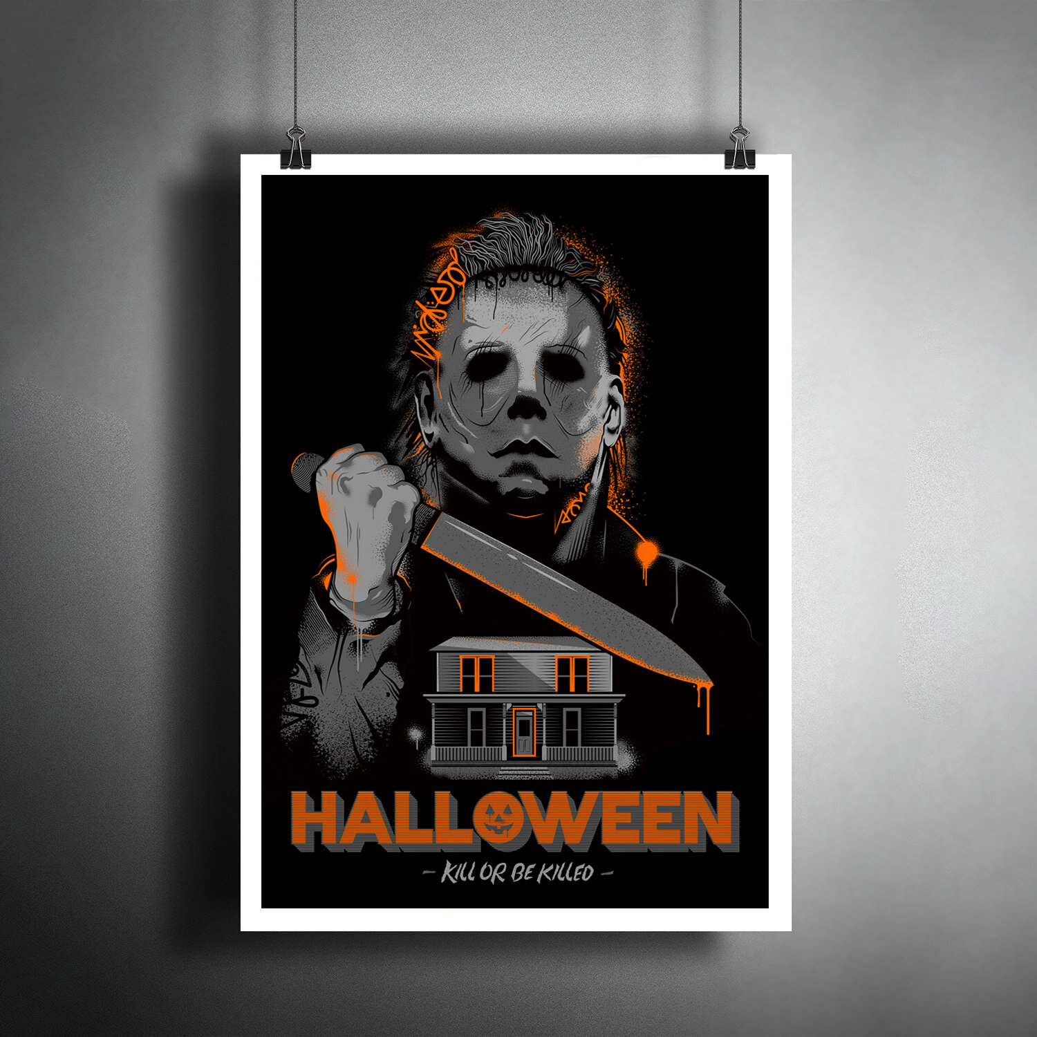 Постер плакат для интерьера "Фильм: Хэллоуин. Майкл Майерс. Halloween"/ A3 (297 x 420 мм)
