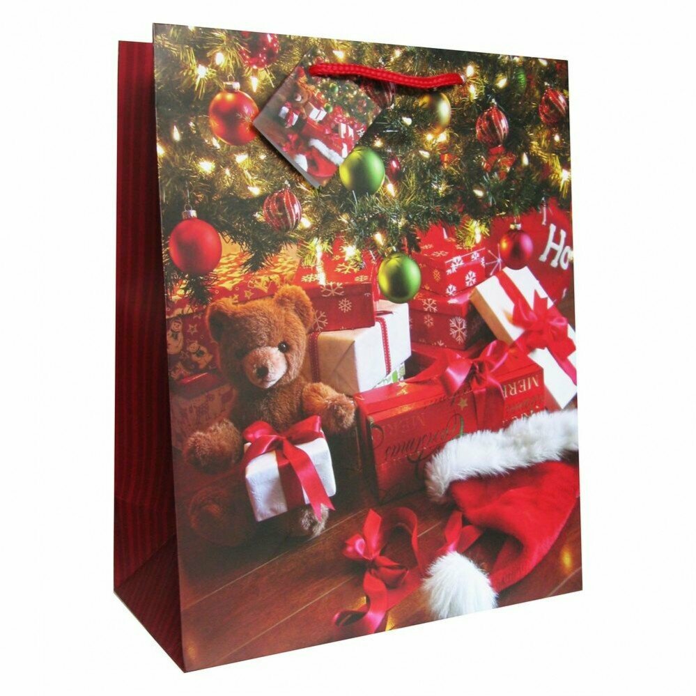 Eureka Пакет подарочный 33x45.5x10 см Новый год Подарки и мишка арт. EUX/140410