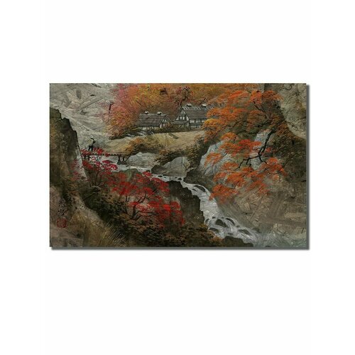 Картина интерьерная на рельефной доске, рисунок китайская живопись - 854 Г