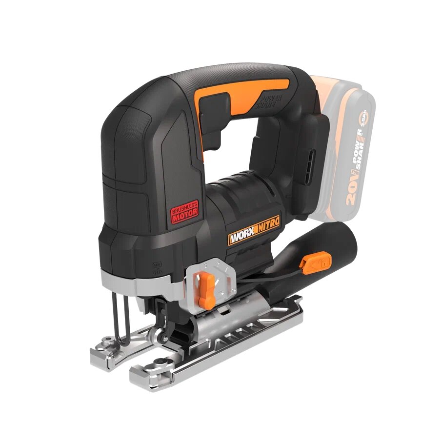 Аккумуляторный лобзик с бесщёточным мотором Worx Nitro WX542.9, 20 В, ход пилки 26 мм, без АКБ и ЗУ, коробка