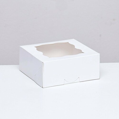 Коробка под бенто-торт с окном, белая,15 х 15,3 х 6,5