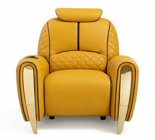 Моторизованное кинотеатральное кресло-реклайнер 7Seats Torino Reference Edition yellow/gold