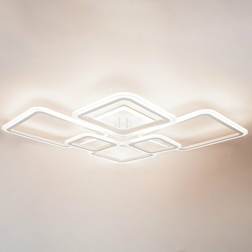 Светодиодная диммируемая люстра 3000-6500К 135Вт GLANZEN LED-0120-SQUARE-white 35 кв. м 4 режима с пультом управления
