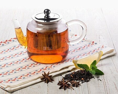 Стеклянный заварочный чайник TalleR TR-31371 Тайрон 800 мл, с фильтром — фото 1