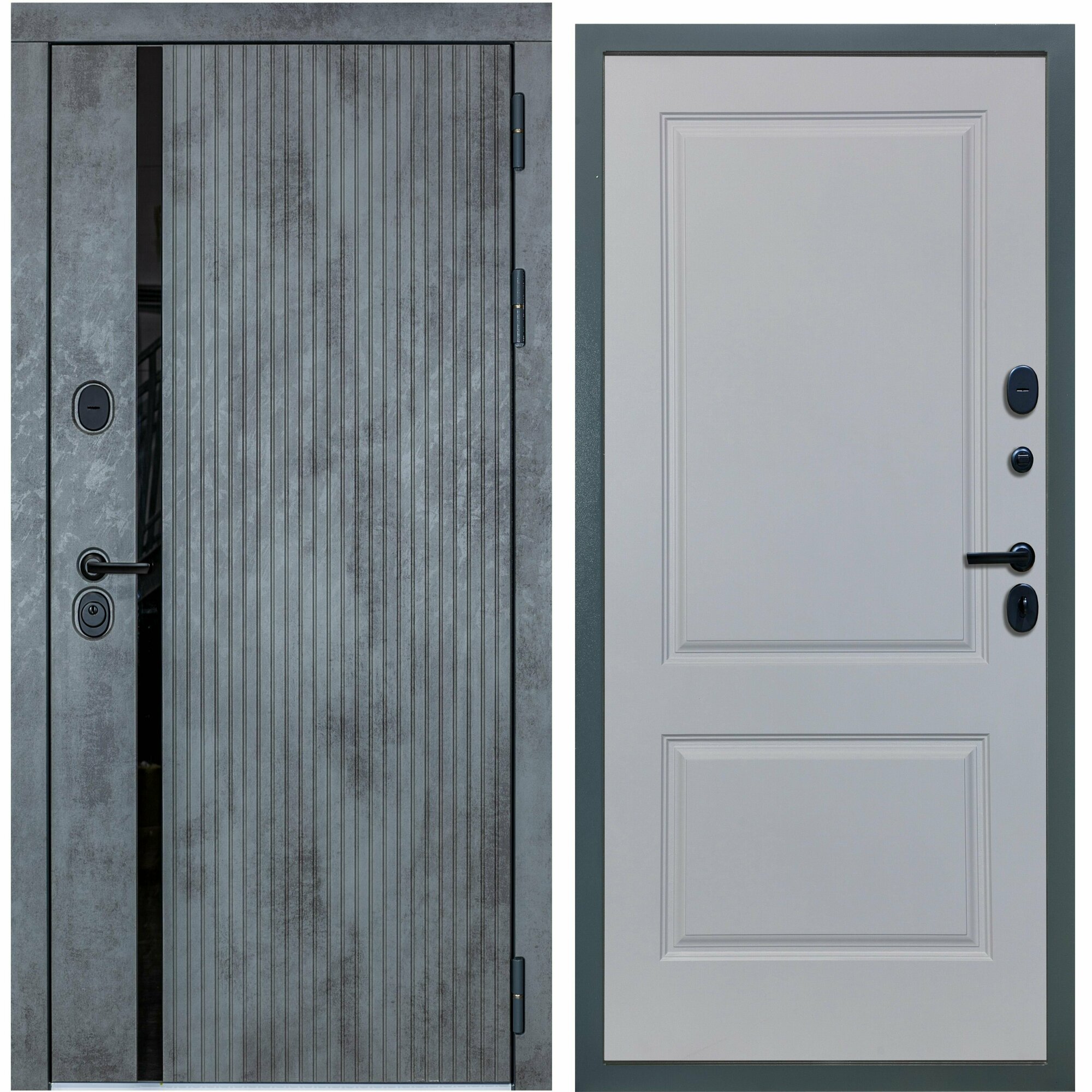 Дверь входная металлическая DIVA ДХ-46 2050x860 Правая Бетон темный - Д7 Белый Софт, тепло-шумоизоляция, антикоррозийная защита для квартиры