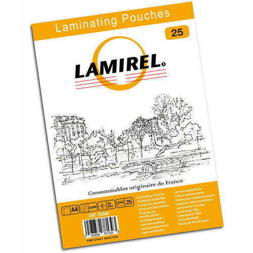 Пленка для ламинирования Fellowes 75мкм A4 (25шт) глянцевая 216x303мм Lamirel (LA-78800) плёнка для ламинирования fellowes lamirel la 7865701