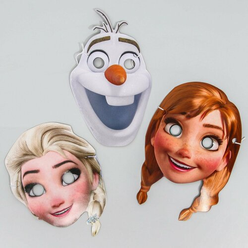 фото Набор карнавальных масок "холодное сердце" от disney, 3 штуки