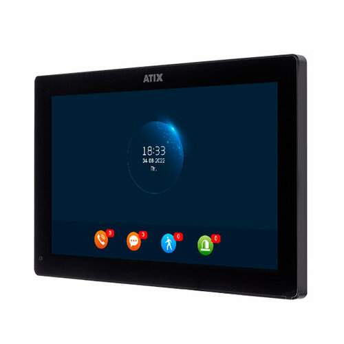 Цветной WI-FI домофон ATIX AT-I-M1011F/IW Black с IPS сенсорным экраном 10 дюймов и со встроенным МСК