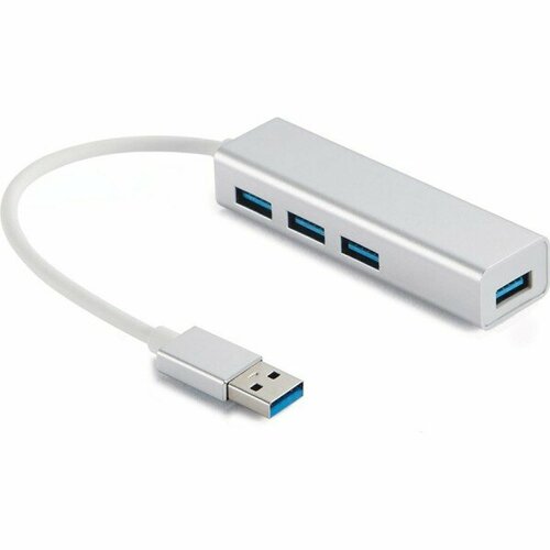 Концентратор USB 3.0 Gembird UHB-C464, 4 порта, кабель 17см, белый комплект 2 штук разветвитель usb 2 0 gembird uhb c224 4 порта прозр корпус блистер