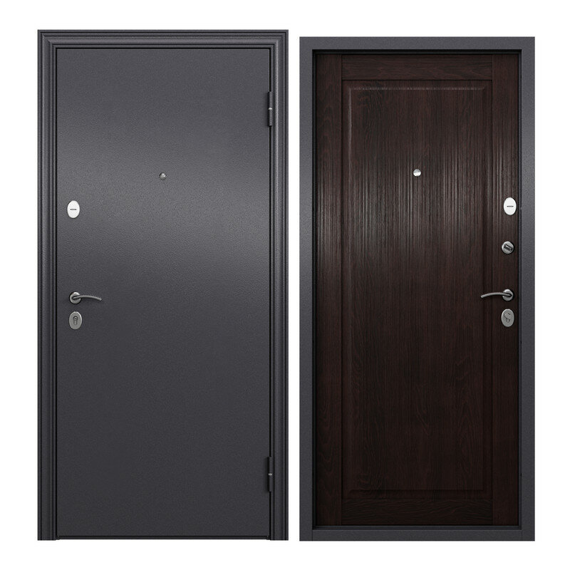 Дверь входная для квартиры Torex Flat-M 950х2050 правый тепло-шумоизоляция антикоррозийная защита замки 4-го и 2-го класса черный/коричневый