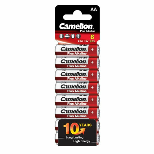 Батарейка Camelion Plus Alkaline 8шт/бл (LR6-SP8, 1.5В) (14862) батарейка camelion plus alkaline lr6 bp4 aa 2700mah 4шт